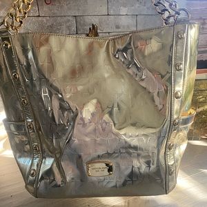 Michael Kors mirror jet set deluxe metallic gold tote